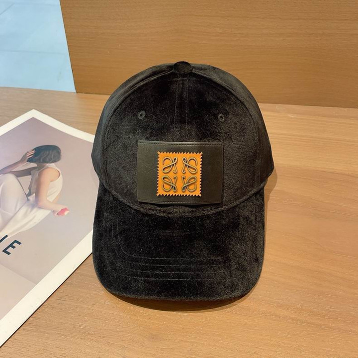 Loewe White Logo Patch On Black Baseball Hat