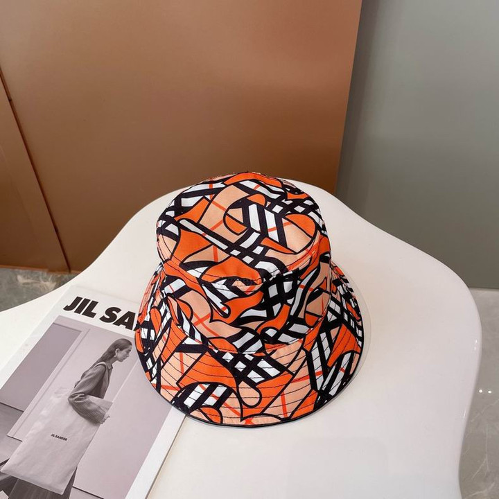 Burberry Monogram Print Nylon Bucket Hat In Orange