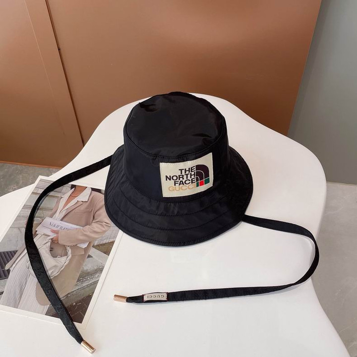 The North Face x Gucci Logo And GG Motif Bucket Hat In Black