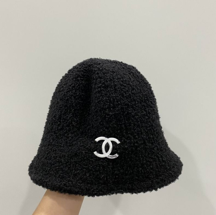 Chanel CC Logo Black Cashmere Bucket Hat