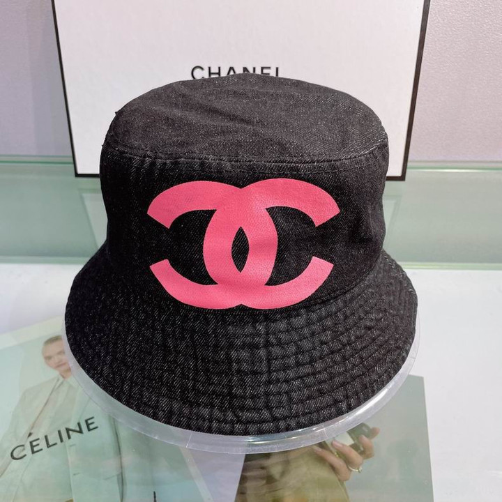 Chanel CC Logo Black Denim Bucket Hat