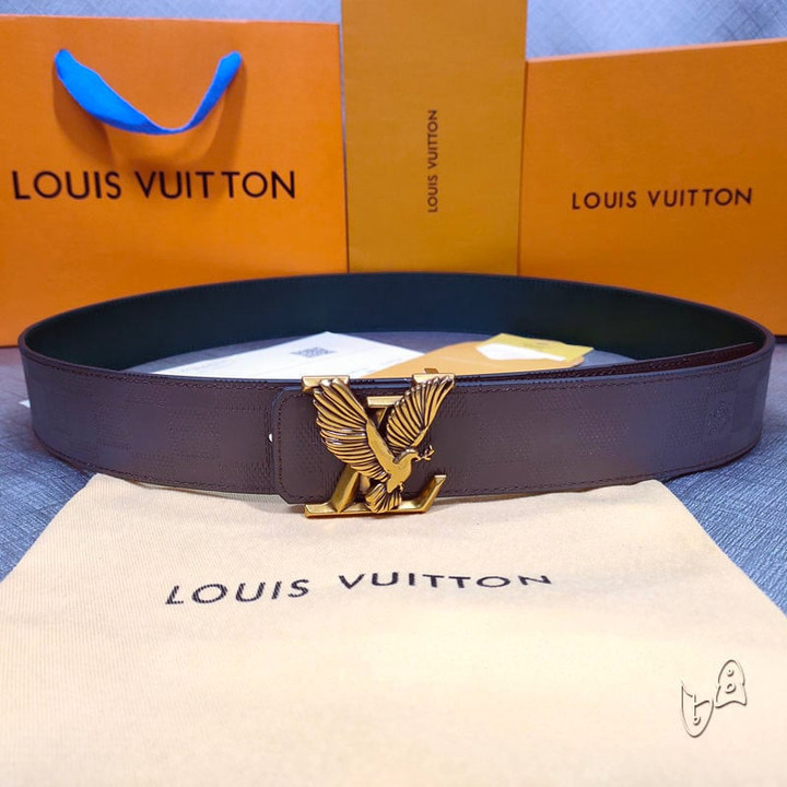 Louis Vuitton LV Dove Damier Pattern Belt In Brown