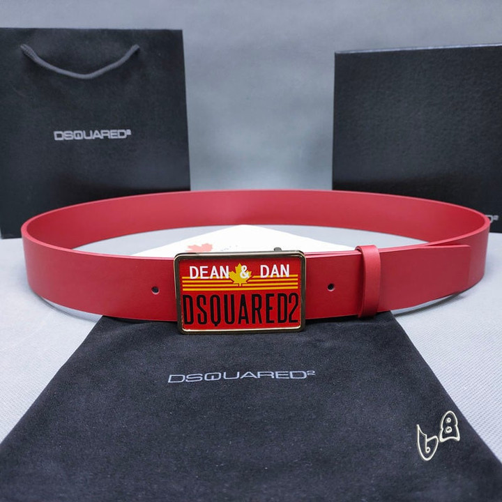 Dsquared2 Dean & Dan Pattern Reversible Leather Belt In Red