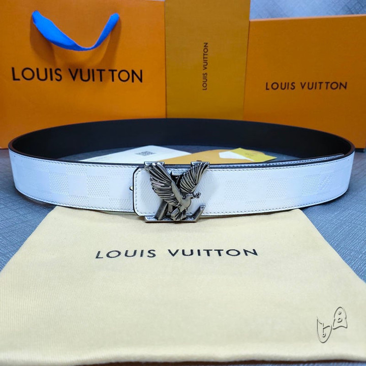 Louis Vuitton LV Dove Damier Pattern Belt In White