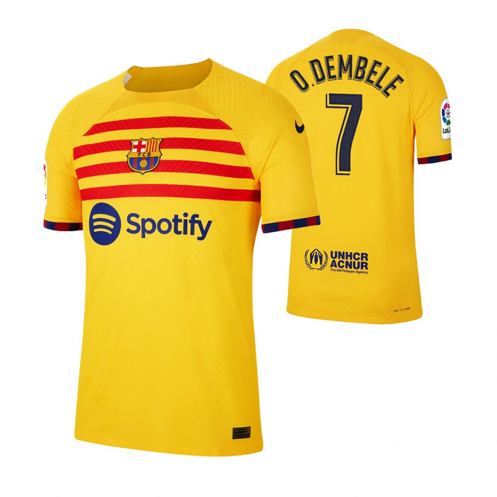 Ousmane Dembele 7 Barcelona 2022/23 Fourth Breathe Stadium Men Jersey - Yellow