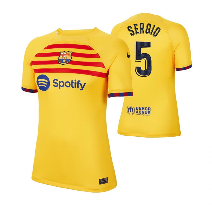 Sergio Busquets 5 Barcelona 2023 Fourth Women's Yellow Jersey