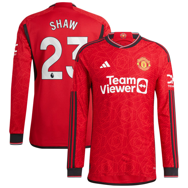 Luke Shaw 23 Manchester United 2023-24 Home Men Jersey - Long Sleeve