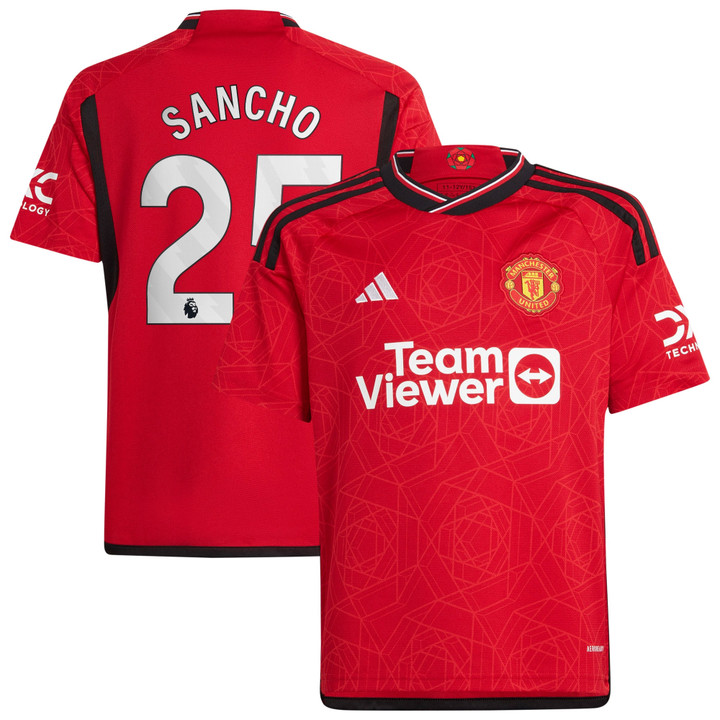 Jadon Sancho 25 Manchester United 2023-24 Youth Home Jersey - Red