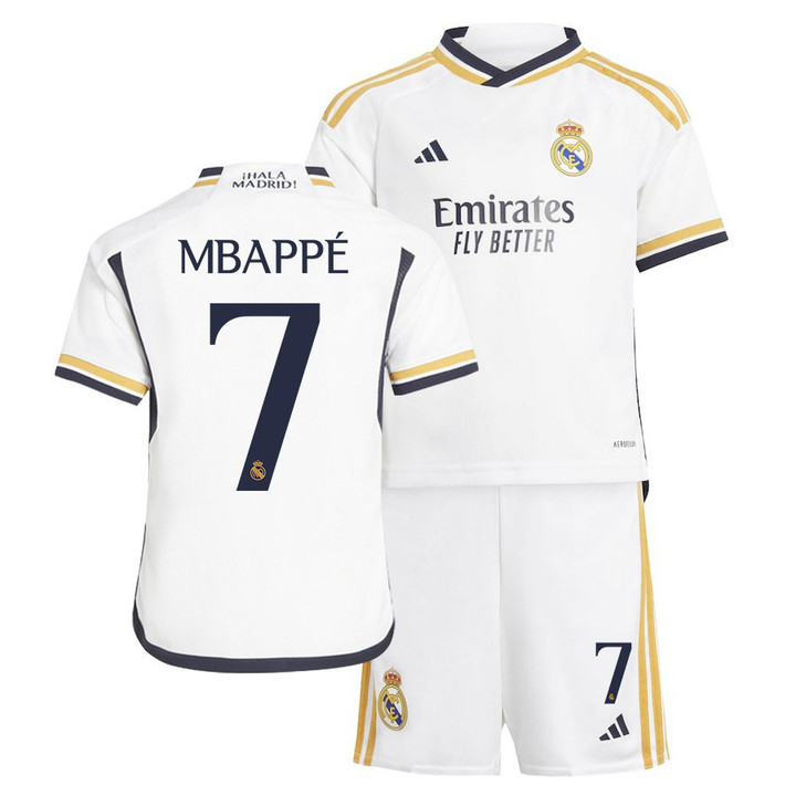 Kylian Mbappé 7 Real Madrid 2023-24 Home Jersey - Youth Kit