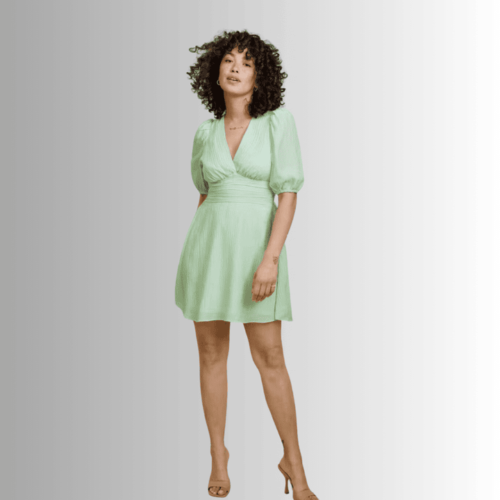 Voluminous Sleeve Mini Dress in Seacrest Green