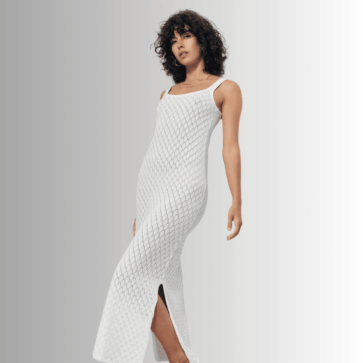 Crocheted Maxi Dress with Side Slit