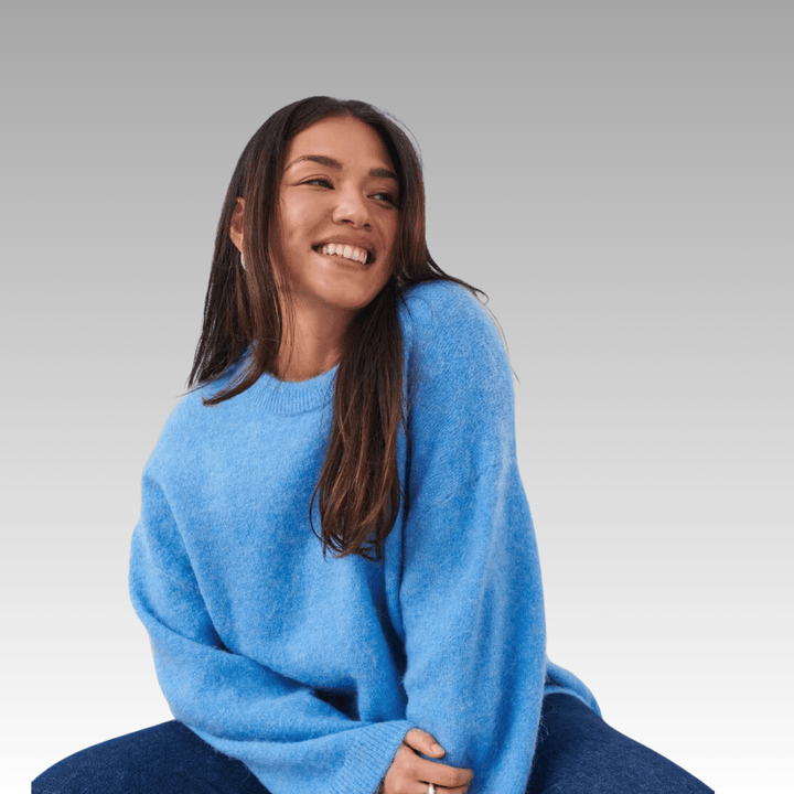Blue Soft Knit Jumper with Boxy Fit