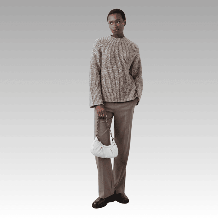 Beige Chunky Knitted Jumper with Oversize Fit