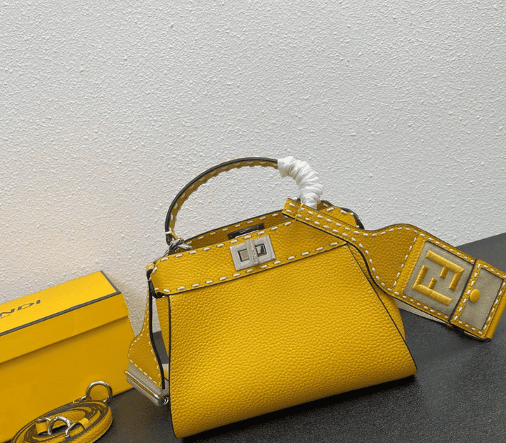 Fendi Peekaboo Iconic Mini Bag Leather In Yellow