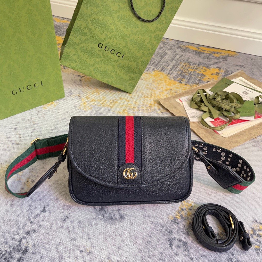 Gucci Ophidia Mini Shoulder Bag In Black Leather