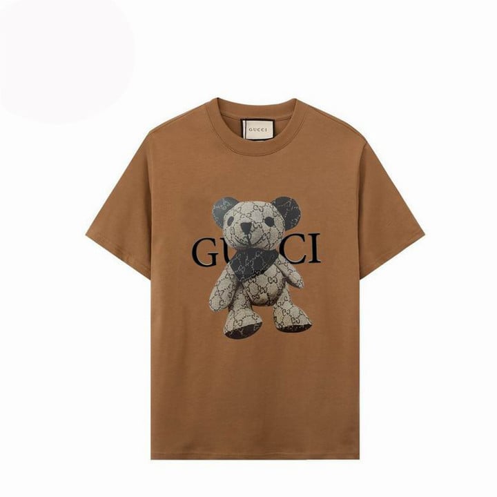 Gucci Logo GG Bear Cotton T-Shirt- Caramel