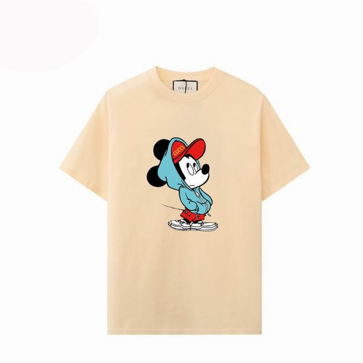Gucci Mickey Mouse Hoodie Print Cotton T-Shirt- Beige/Black
