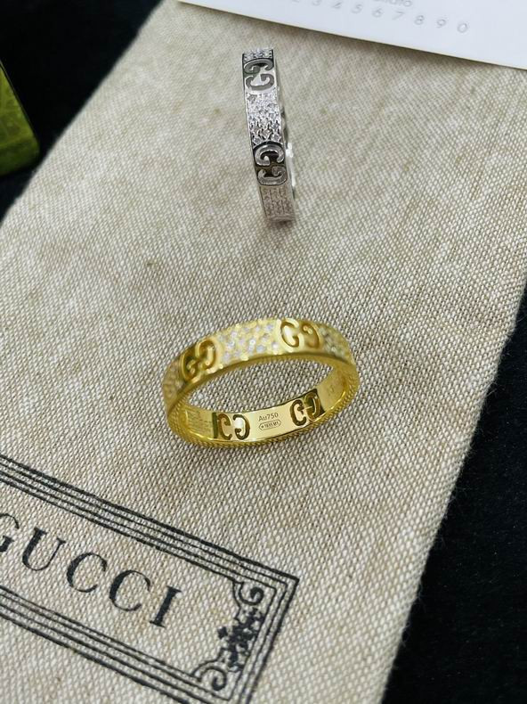 Gucci Icon Stardust Gold/ Silver Diamond Pave Thin Band Ring