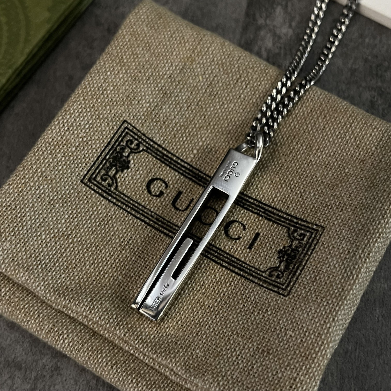 Gucci Silver Small G Pendant Necklace