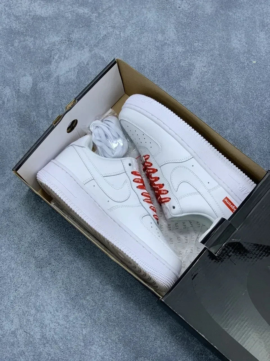 Supreme X Nike Air Force 1 Low White Sneakers Shoes - Praise To Heaven