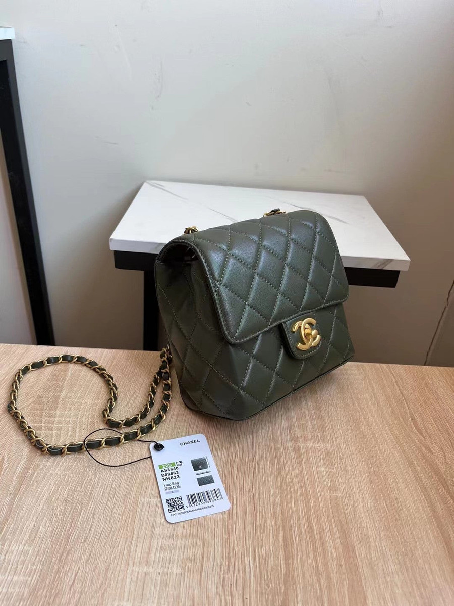Chanel Mini Flap Bag In Olive Smooth Calfskin - Praise To Heaven