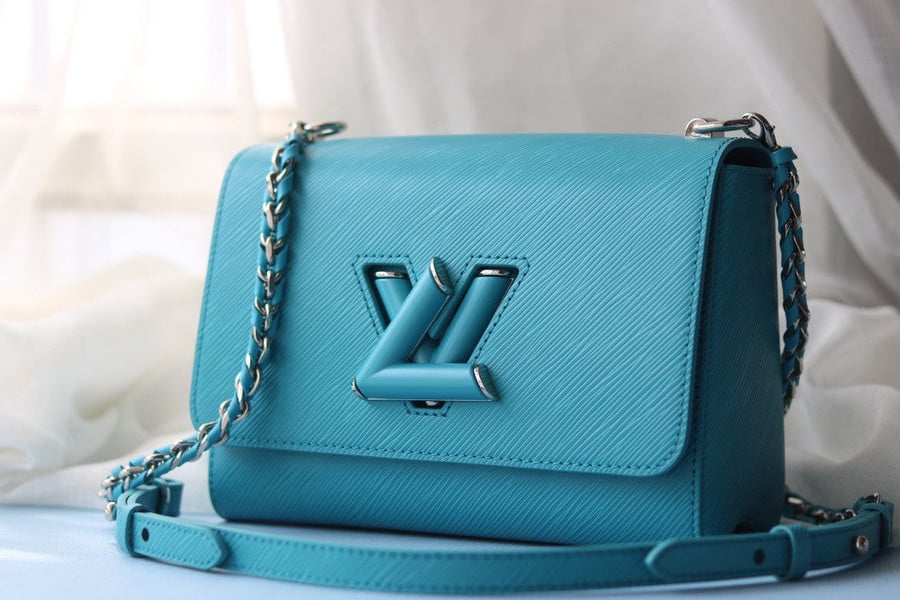 Louis Vuitton Twist MM Bag With Braided Links Strap Cowhide In Turquoi -  Praise To Heaven