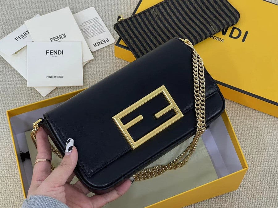Fendi Wallet On Chain With Pouches Mini Leather In Grey - Praise To Heaven