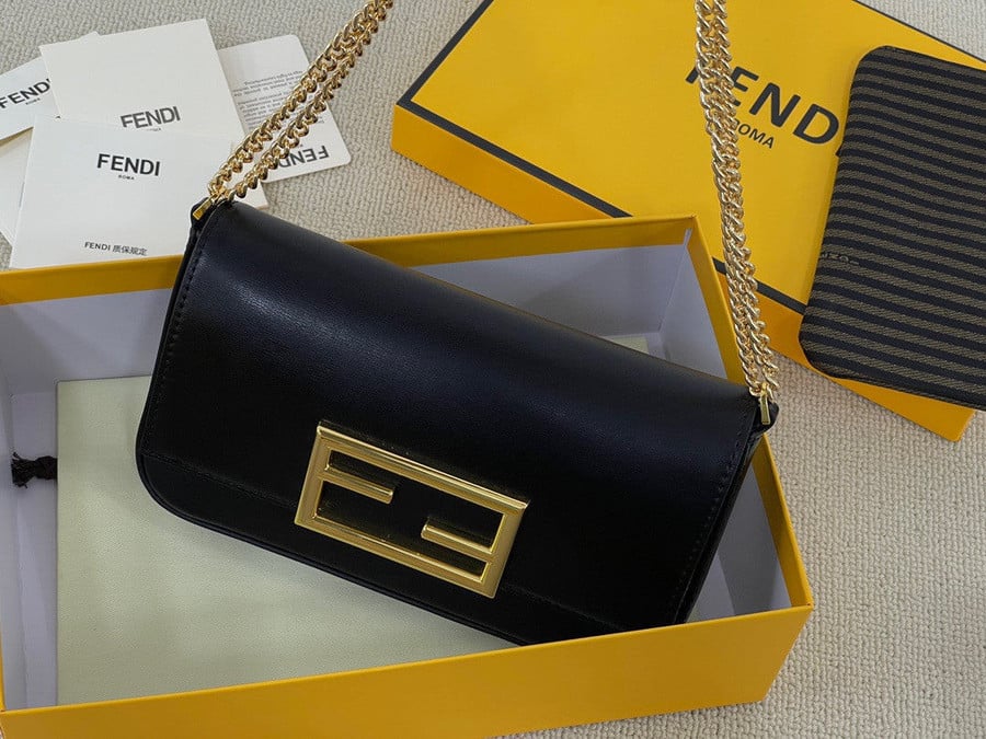 Fendi Wallet On Chain With Pouches Mini Leather In Grey - Praise To Heaven