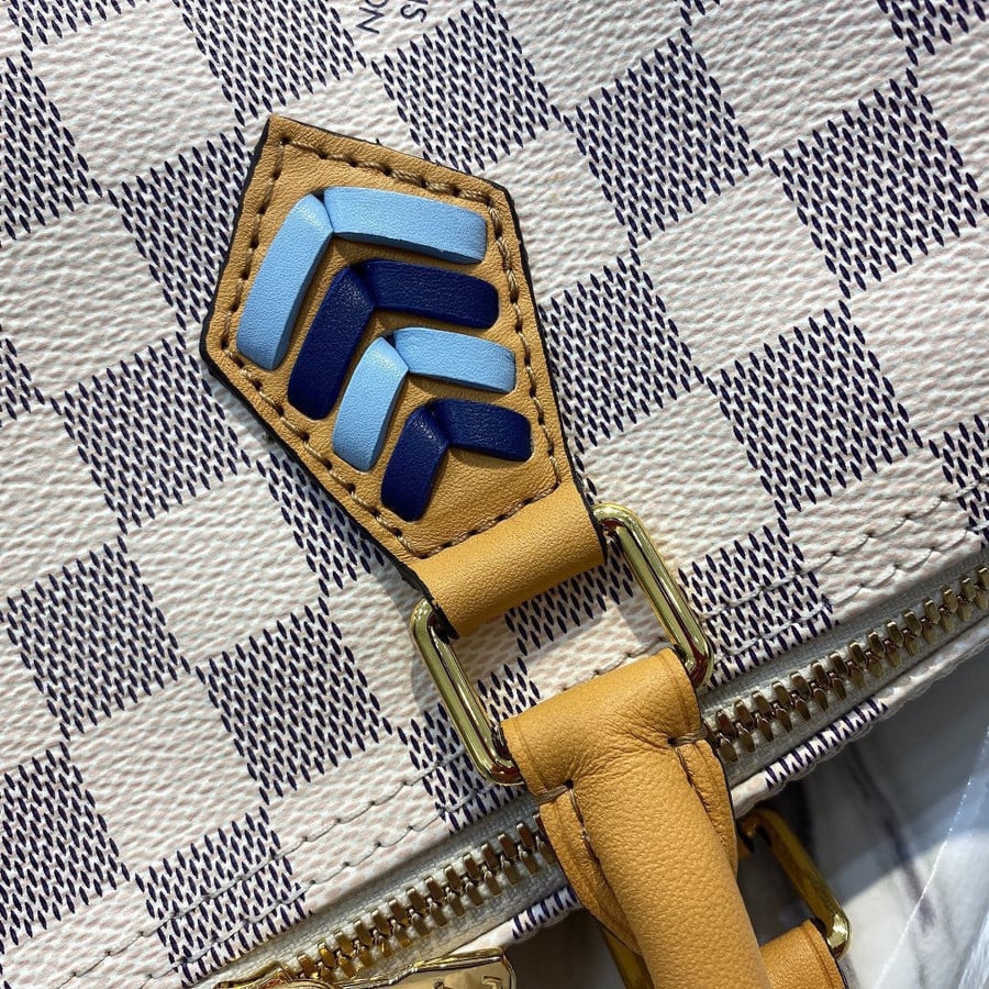 Speedy bandoulière cloth handbag Louis Vuitton Blue in Cloth - 37809796