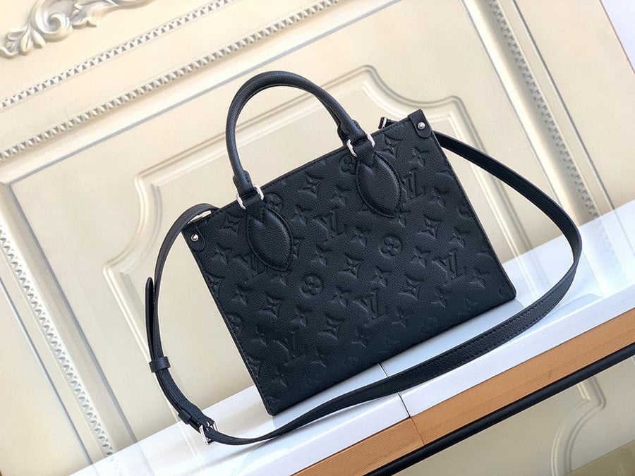 Louis+Vuitton+OnTheGo+Tote+PM+Black+Leather for sale online