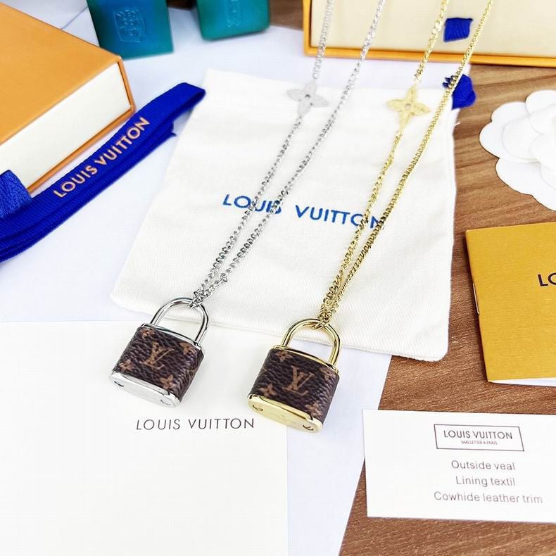 Louis Vuitton Monogram Lock Pendant Silver/ Gold Tone Necklace - Praise To  Heaven