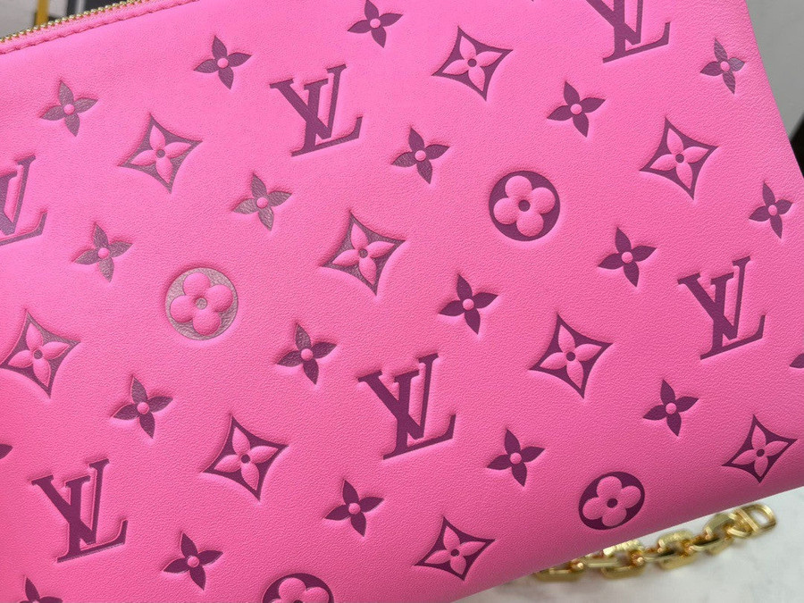M58628 Louis Vuitton Embossed Lambskin Coussin PM Pink/Purple