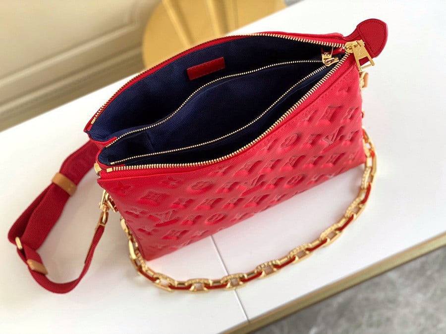Louis Vuitton Coussin Bag Monogram Embossed Lambskin PM Red