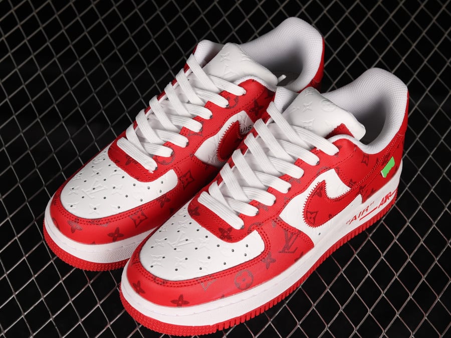 Nike Air Force 1 Low x Louis Vuitton Virgil Abloh White Red Sneakers -  Praise To Heaven