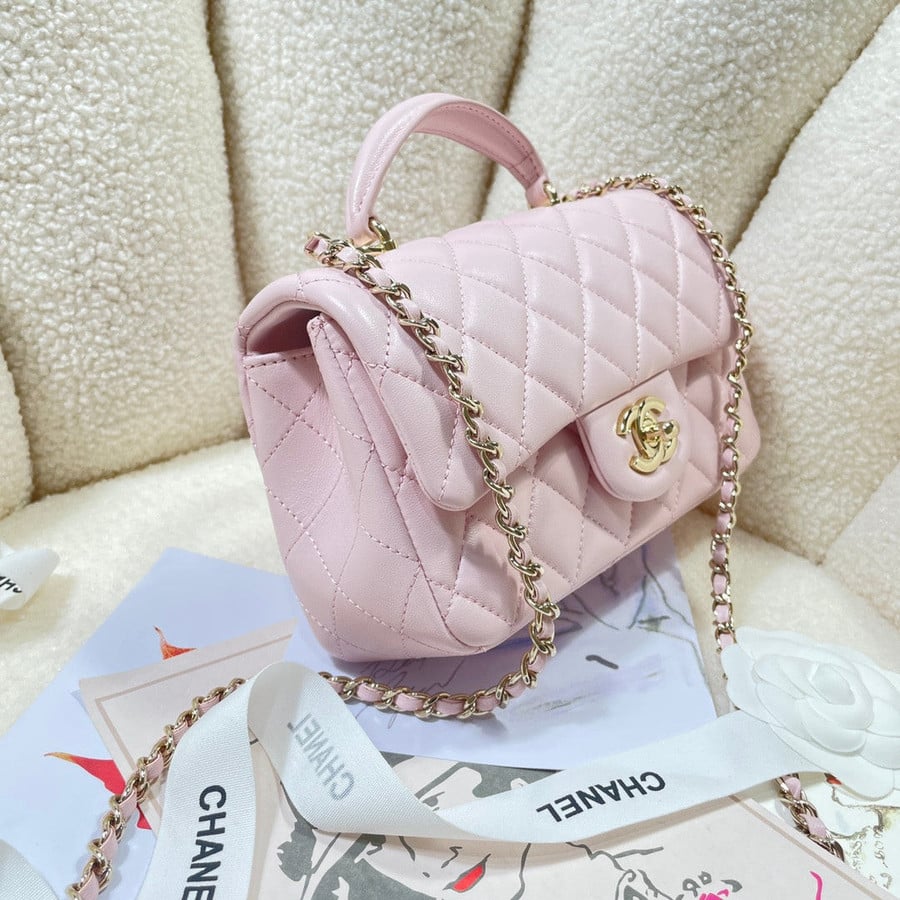 Chanel Mini Flap Bag With Top Handle In Light Pink - Praise To Heaven