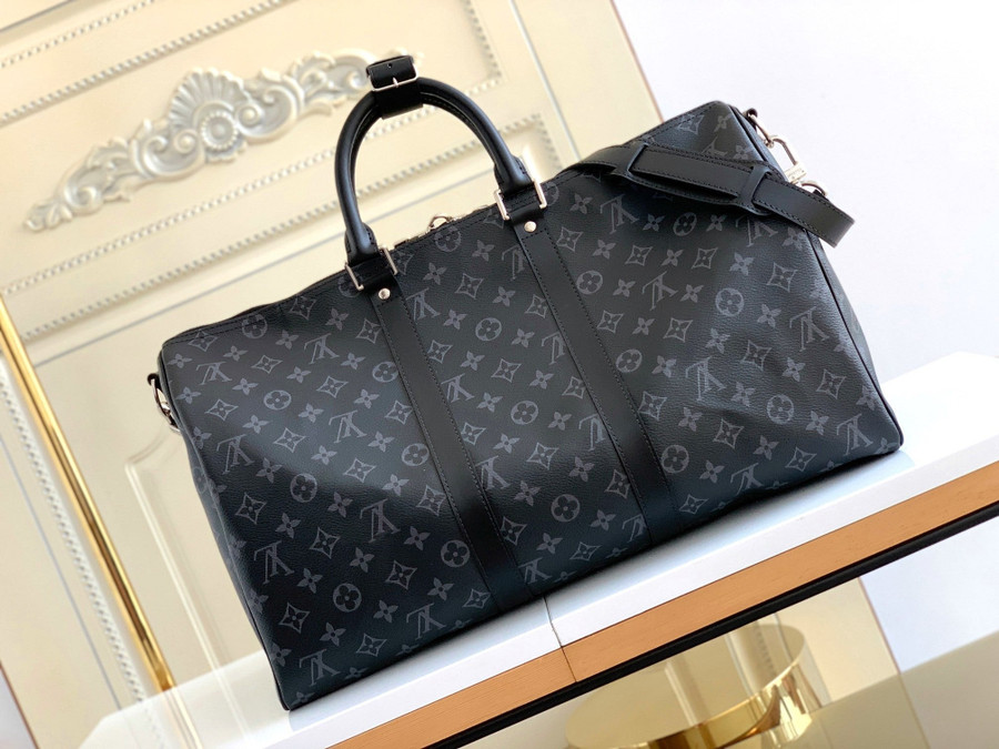 Louis Vuitton Keepall Bandoulière 45 Bag In Black Monogram Canvas