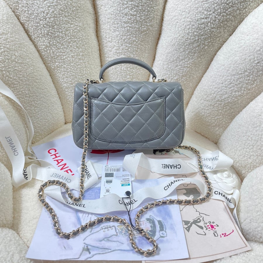 Chanel Mini Flap Bag With Top Handle In Grey - Praise To Heaven