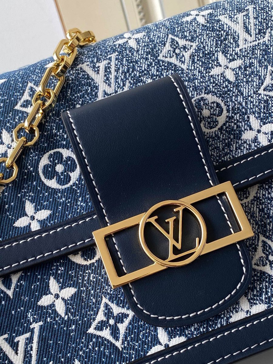 Louis Vuitton Denim Monogram Jacquard Dauphine MM Blue 