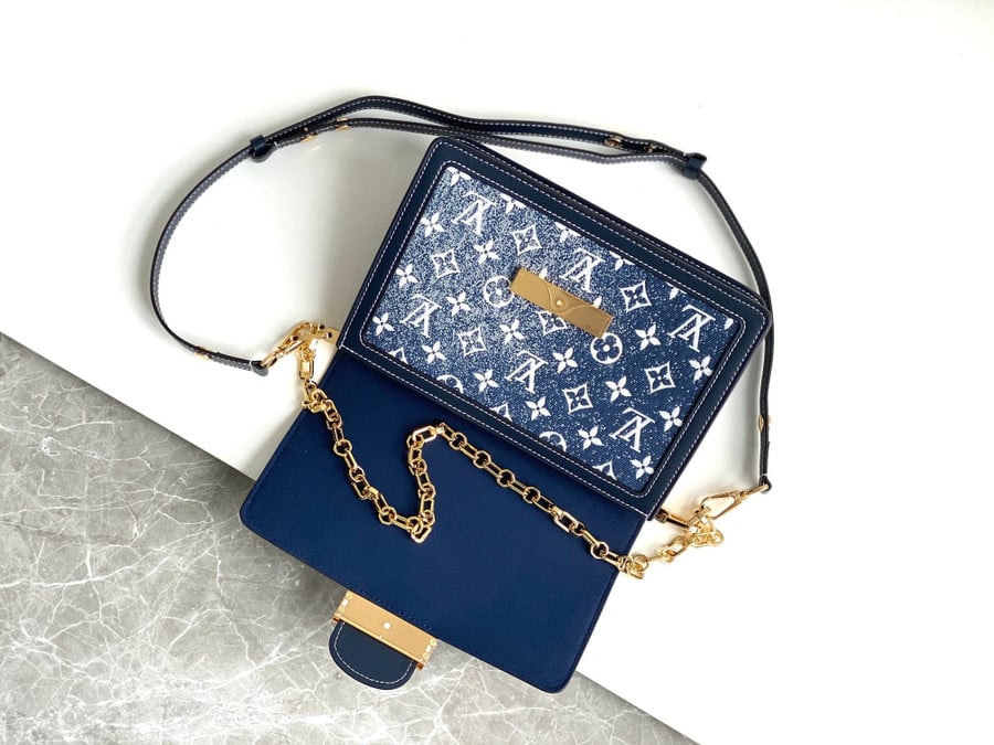 Louis Vuitton Monogram Textile Jacquard Dauphine MM Shoulder Bag Blue in  2023