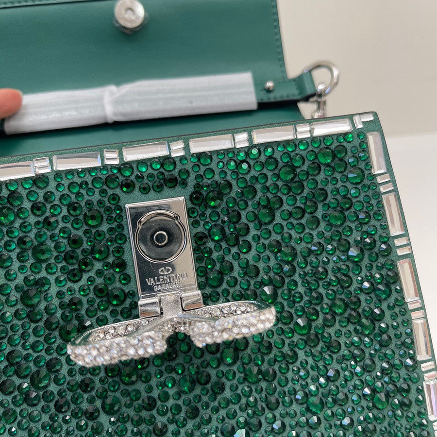 Valentino Garavani Vsling Micro Handbag With Sparkling Embroidery in Green
