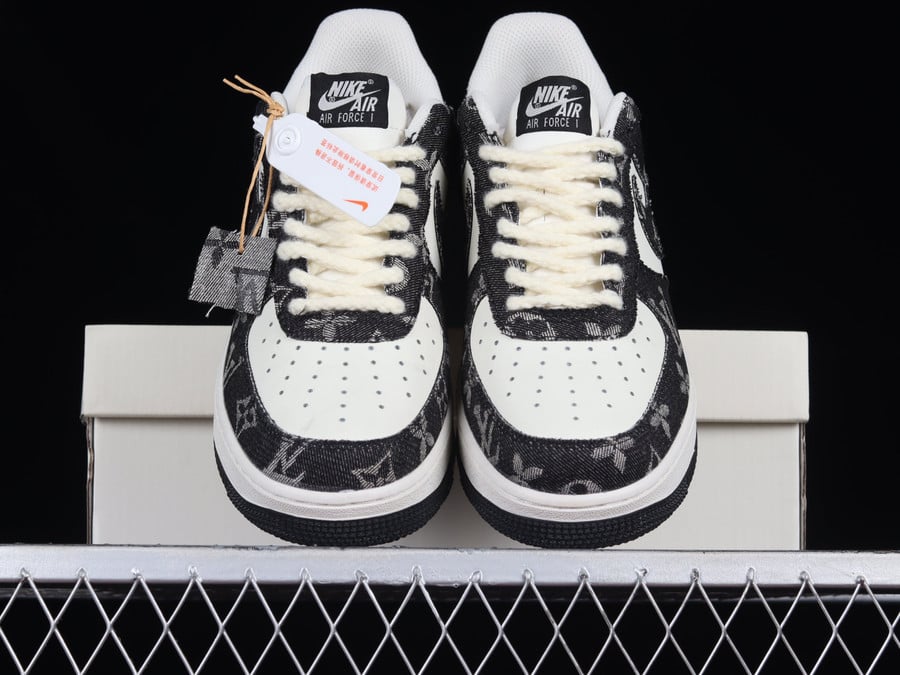 Louis Vuitton x Nike Air Force 1 07 Low Denim Black Beige Shoes Sneake -  Praise To Heaven
