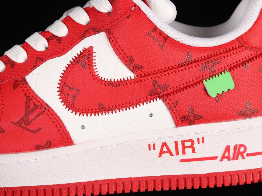 Louis Vuitton x Nike Air Force 1 07 Low White Red Shoes Sneakers