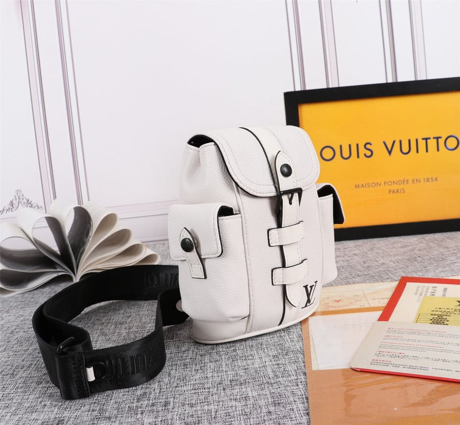 Christopher backpack leather bag Louis Vuitton White in Leather - 18086585