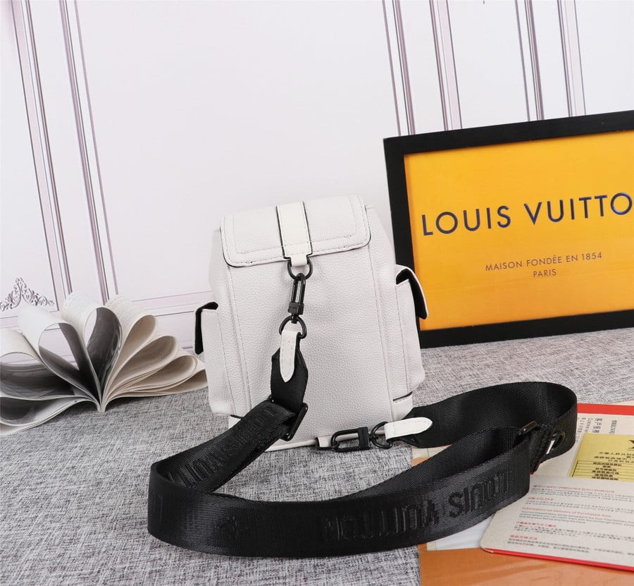 Louis Vuitton LV Unisex Christopher XS White Taurillon Leather