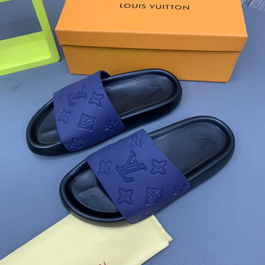 Louis Vuitton Denim Waterfront Mule Sandals In Navy Blue - Praise To Heaven