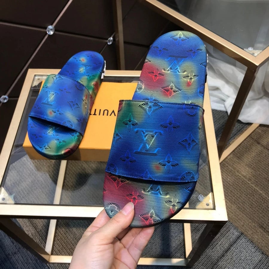 Louis Vuitton Denim Waterfront Mule Sandals In Rainbow Blue