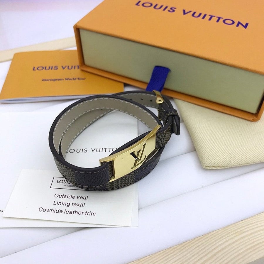 Louis Vuitton Metal And Monogram Canvas Bracelet LV Logo - Praise To Heaven