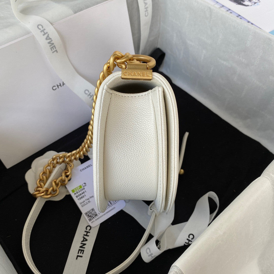 Chanel Boy Small Messenger Bag Leather In White - Praise To Heaven