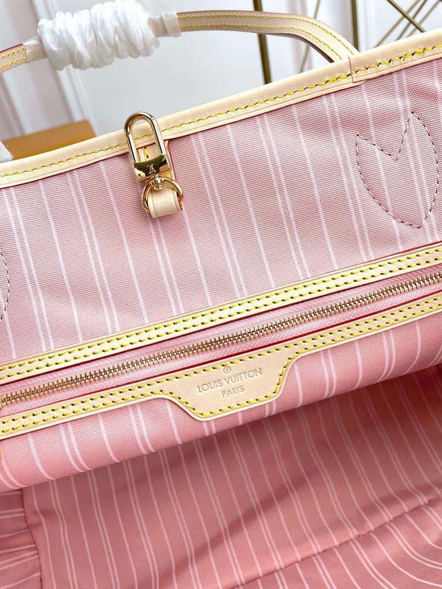 Louis Vuitton NEVERFULL MM Pink Yellow Cloth ref.341190 - Joli Closet