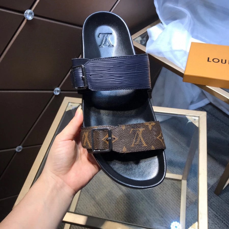 Louis Vuitton Bom Dia Mules Double Strap Sandals In Black And Brown -  Praise To Heaven